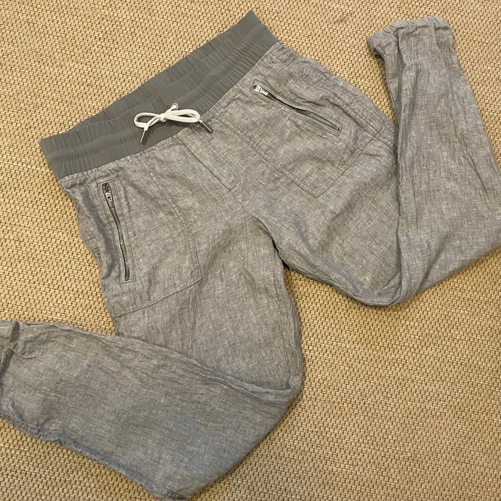 Athleta grey linen pants / joggers size 8